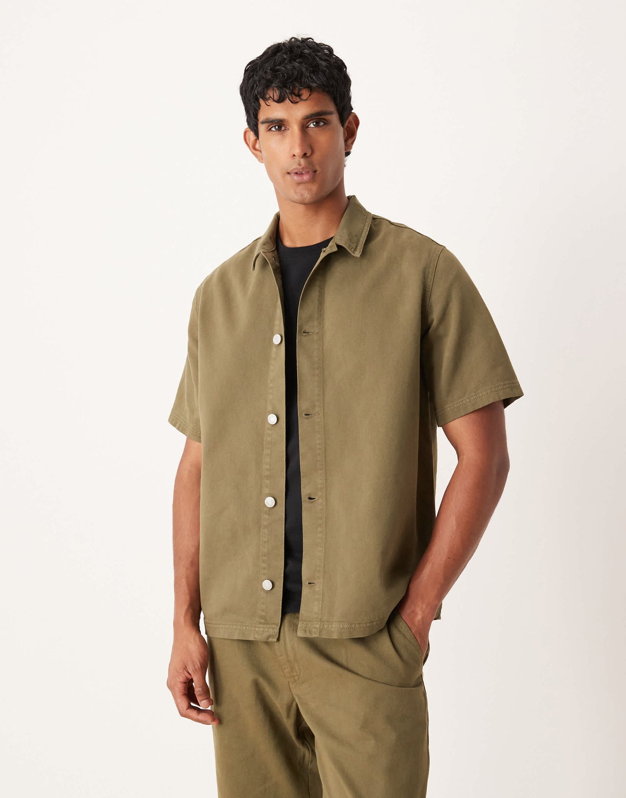 ASOS DESIGN co-ord relaxed short sleeve shirt in khaki