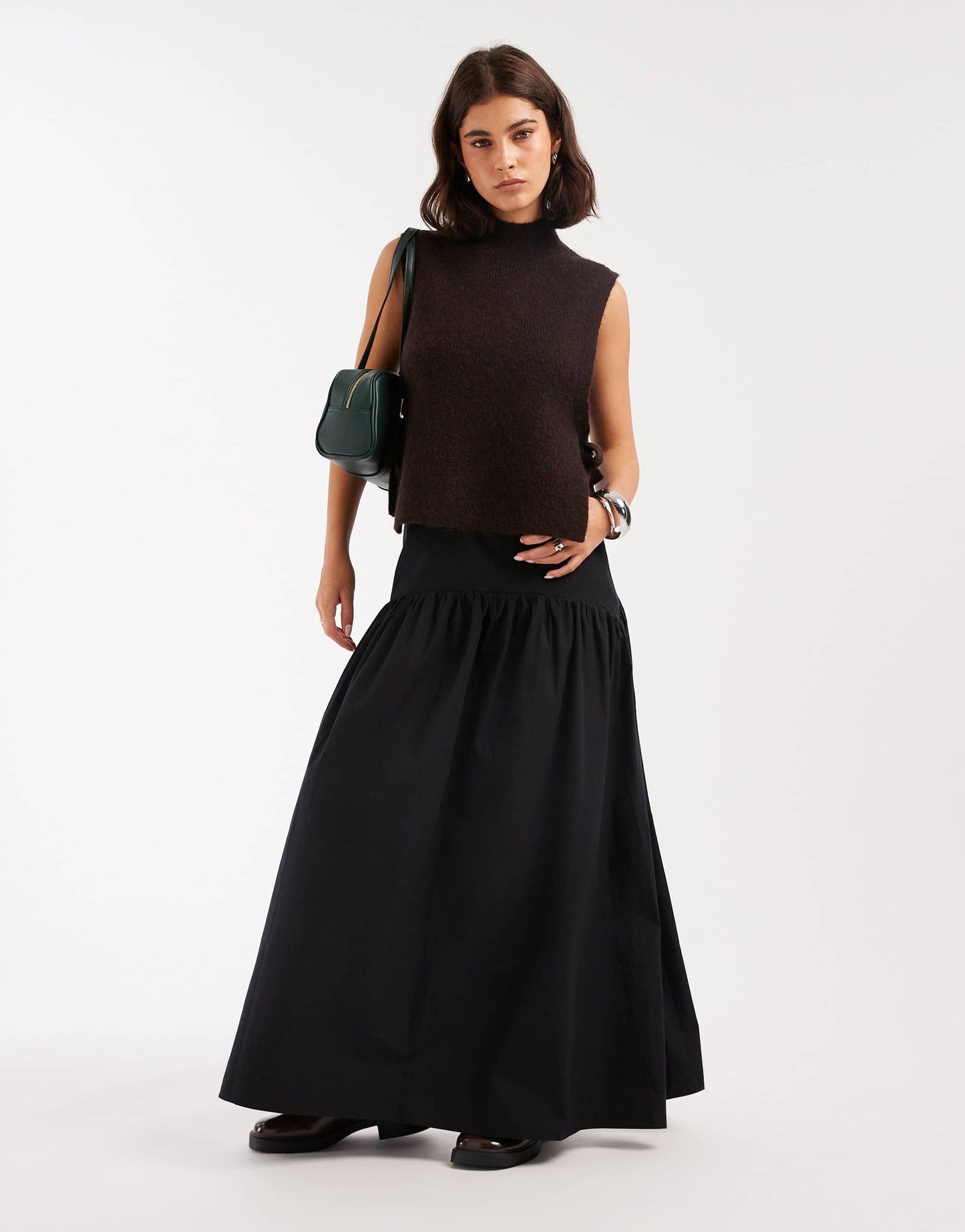 ASOS DESIGN drop waist maxi skirt in black