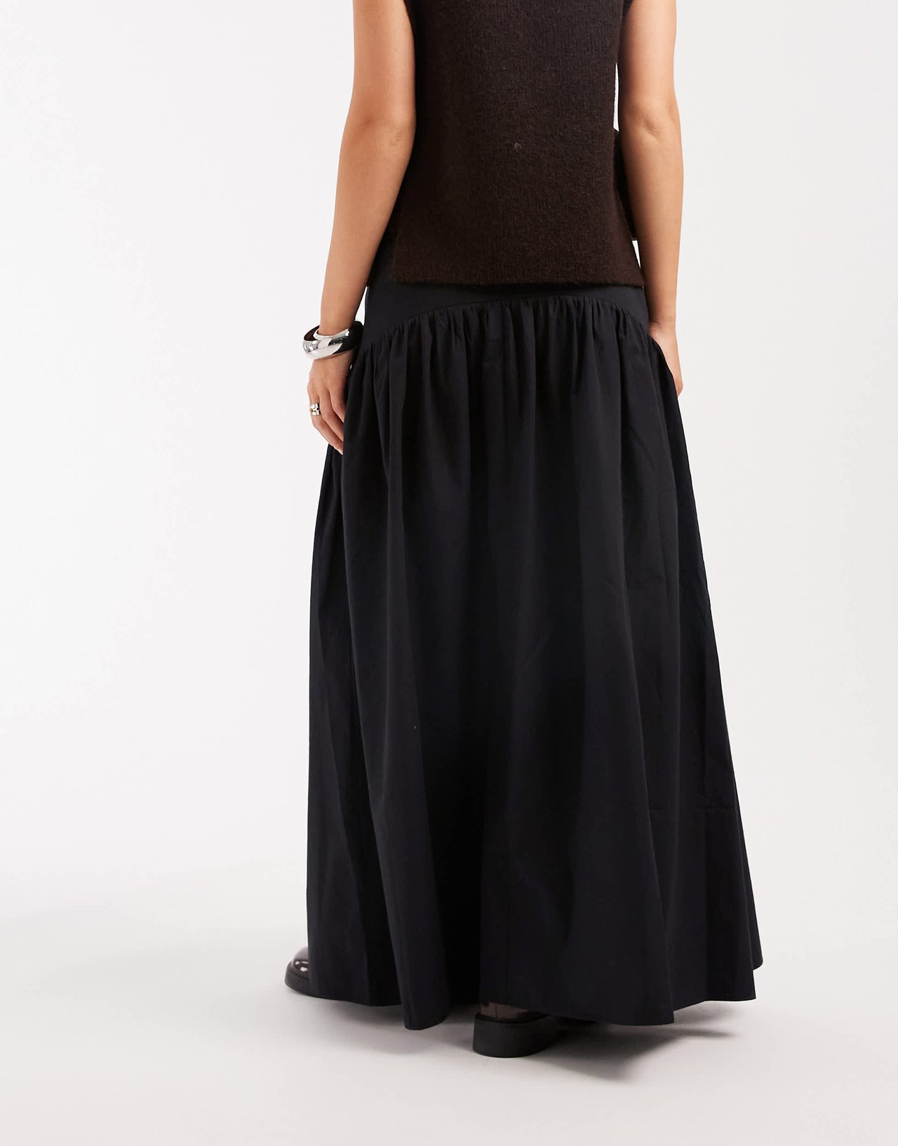 ASOS DESIGN drop waist maxi skirt in black