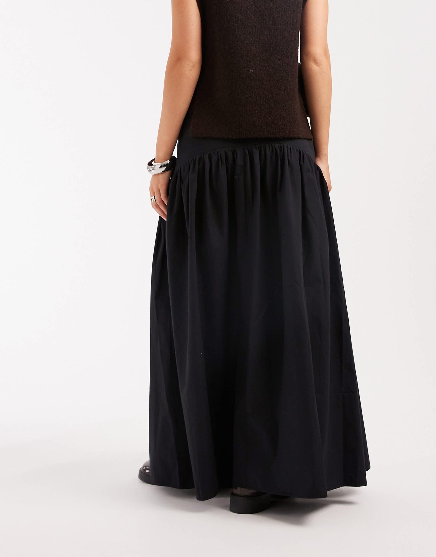 ASOS DESIGN drop waist maxi skirt in black