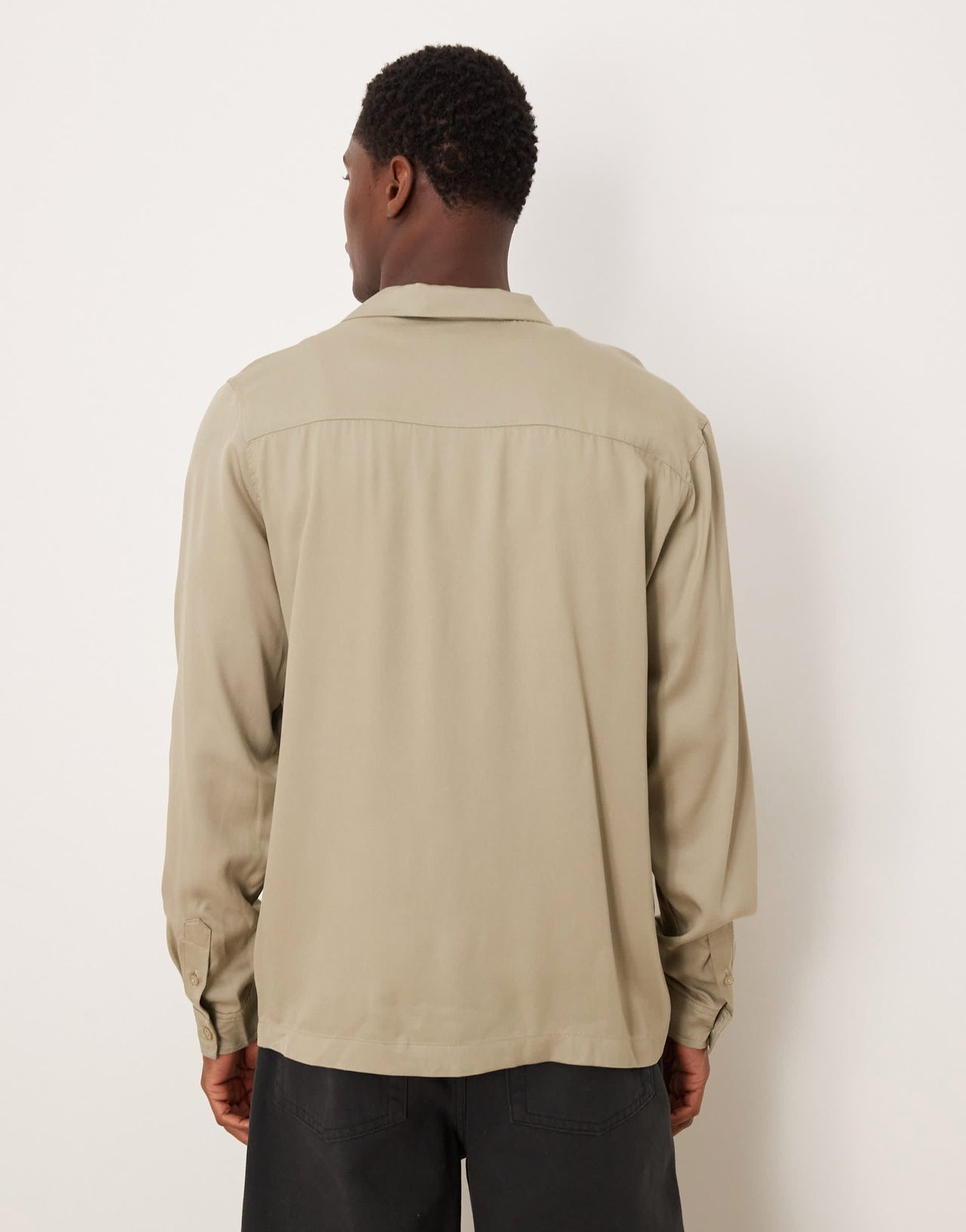 ASOS DESIGN co-ord regular revere shirt with chest embroidery in stone
