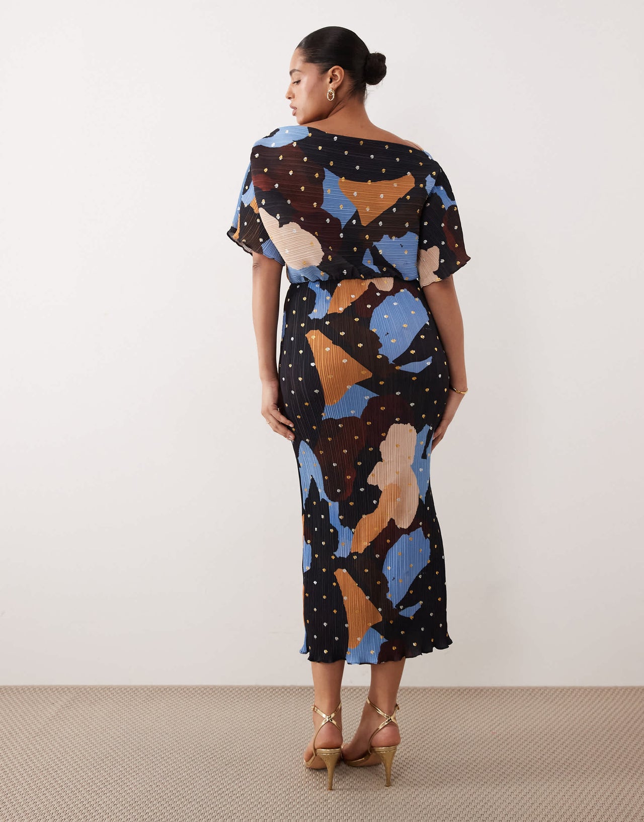 Never Fully Dressed Plus Tilly off shoulder plisse maxi dress in chocolate