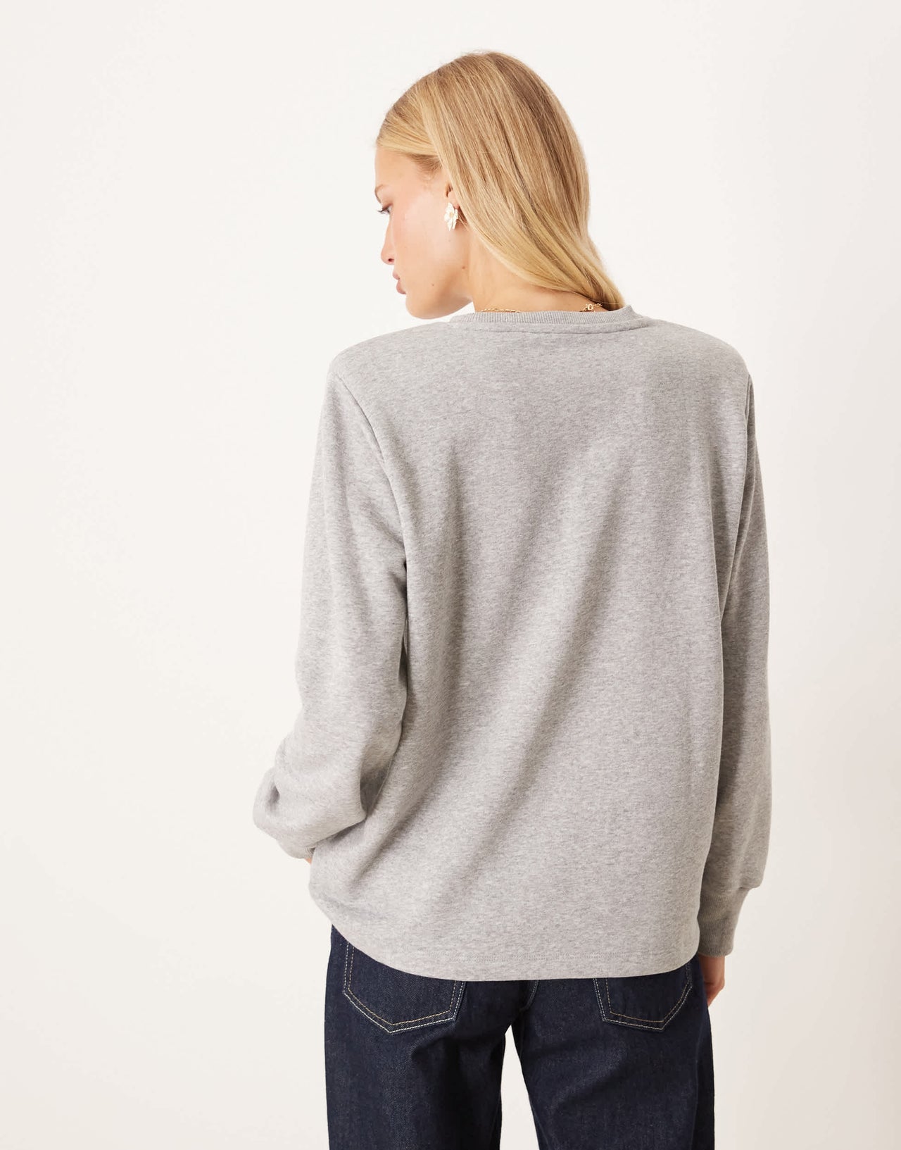 ASOS DESIGN oversized sweatshirt with shoulder pads in grey marl