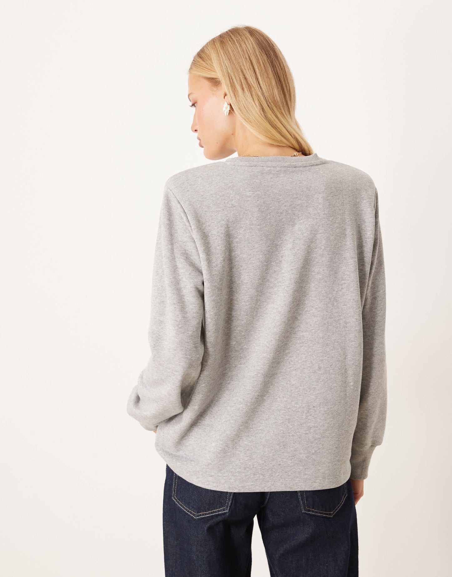 ASOS DESIGN oversized sweatshirt with shoulder pads in grey marl