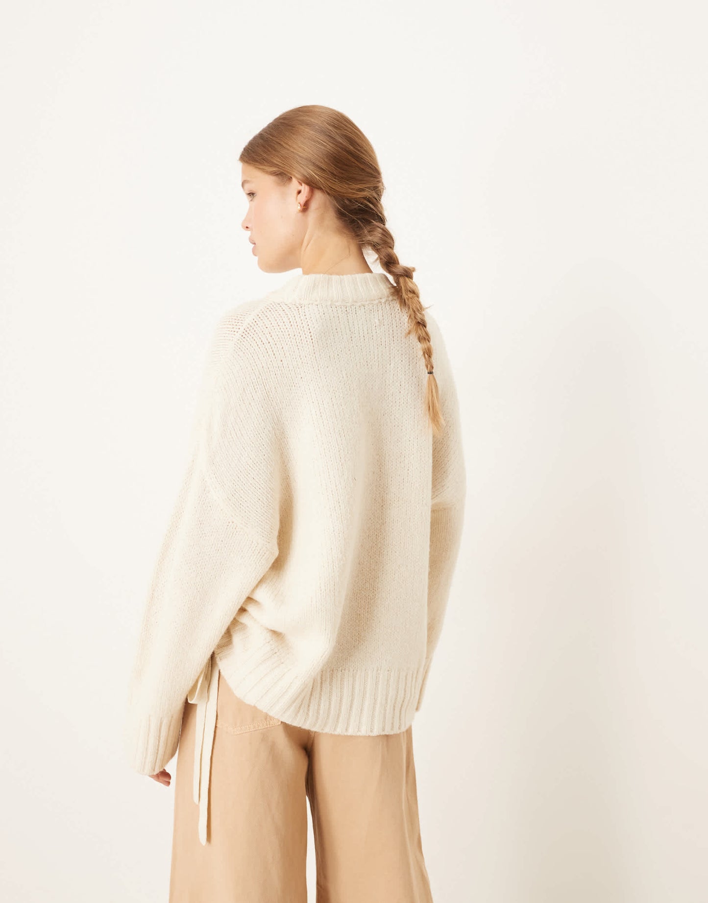 ASOS DESIGN ruched side tie jumper in cream