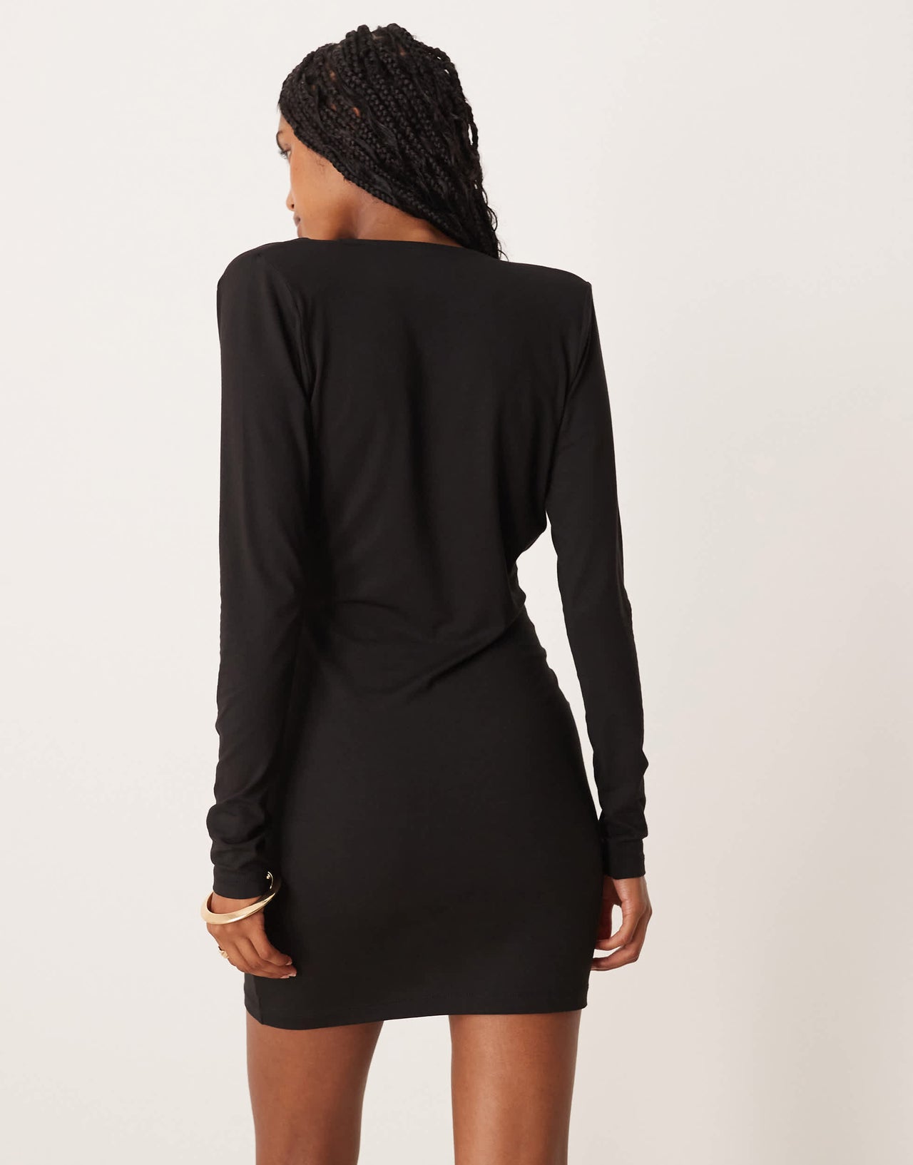 ASOS DESIGN cowl mini dress with shoulder pads in black