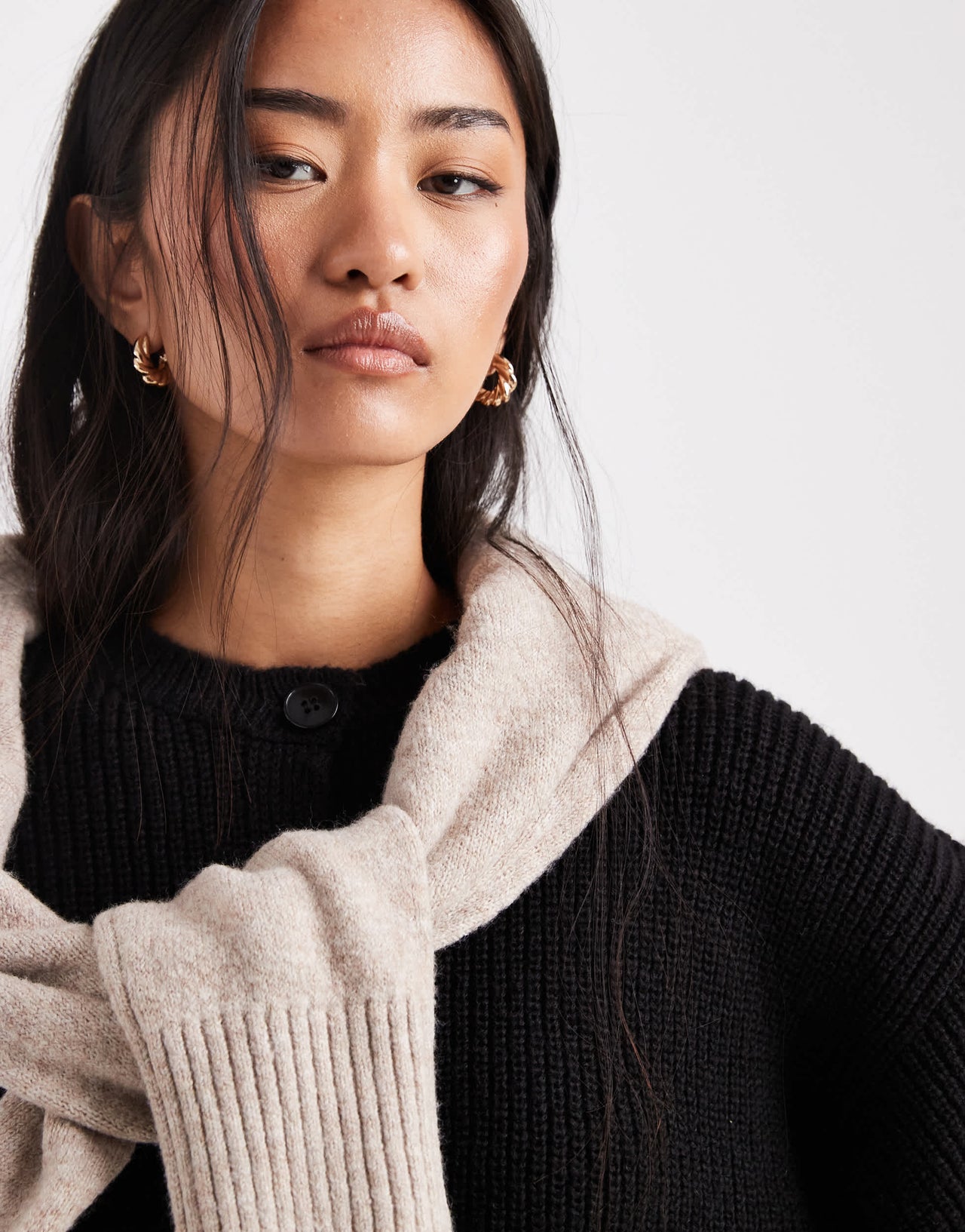 ASOS DESIGN knitted cardigan with cocoon sleeve in black