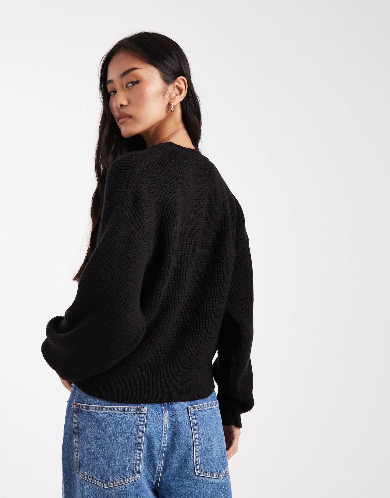 ASOS DESIGN knitted cardigan with cocoon sleeve in black