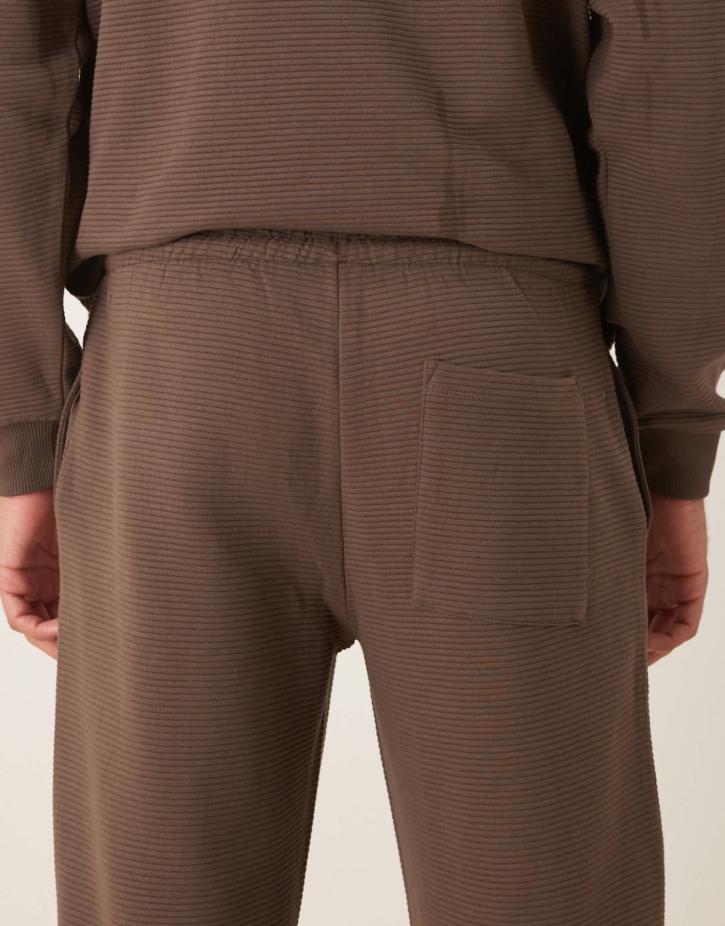 ASOS DESIGN co-ord heavyweight straight jogger in ribbed scuba-style fabric in brown - BROWN
