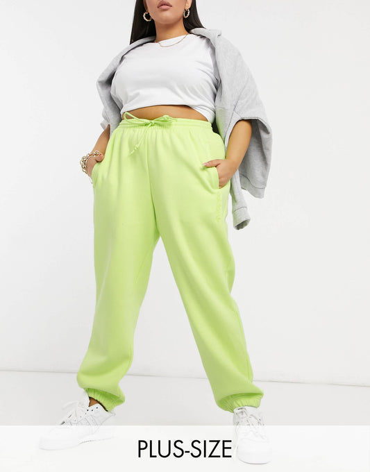 adidas Originals Plus oversized cuffed joggers in frozen yellow