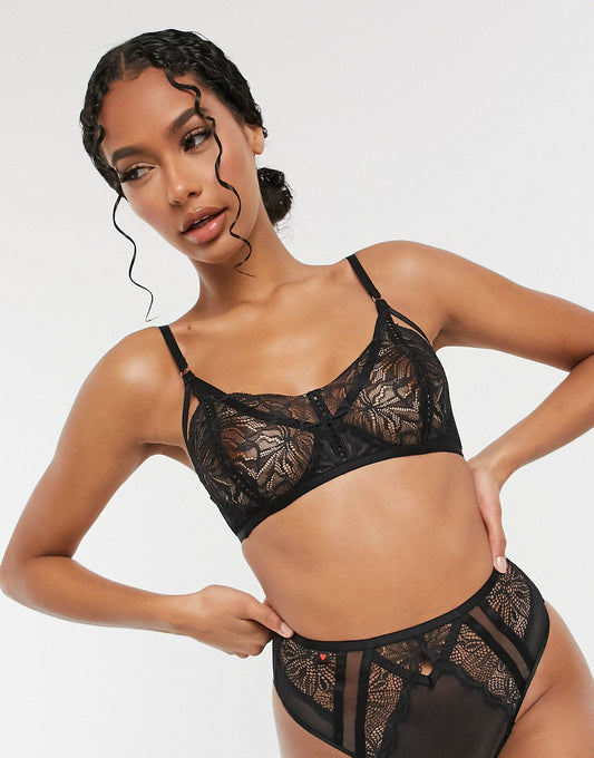 Knickerbox Planet Desirable non padded lace bra in black - BLACK