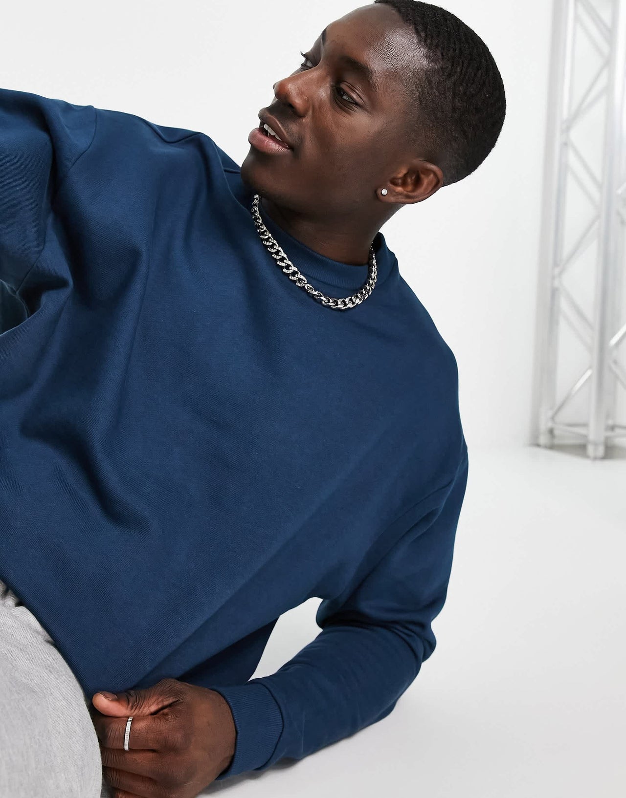 ASOS DESIGN oversized sweatshirt in navy