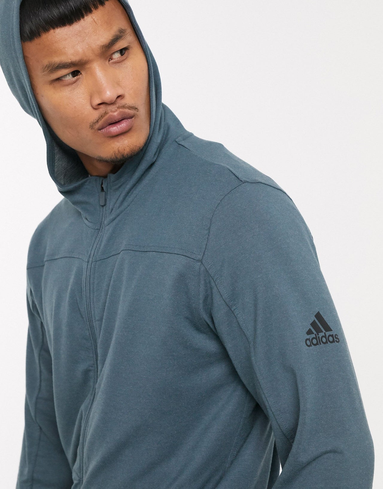 adidas Training zip through hoodie in blue