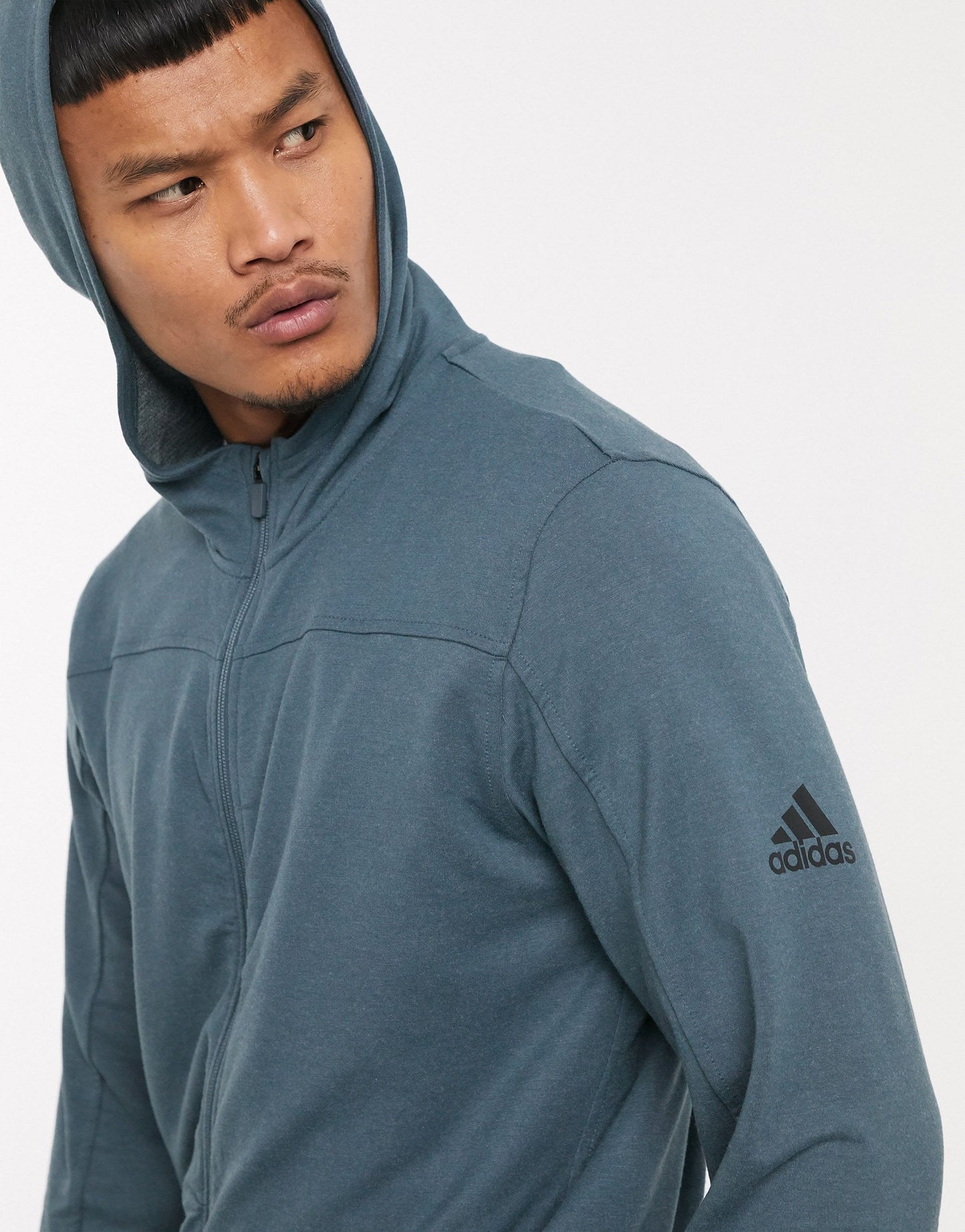 adidas Training zip through hoodie in blue