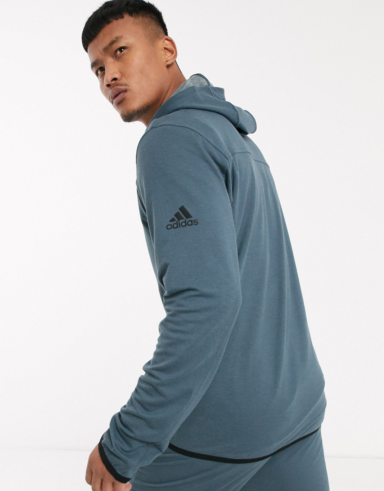 adidas Training zip through hoodie in blue