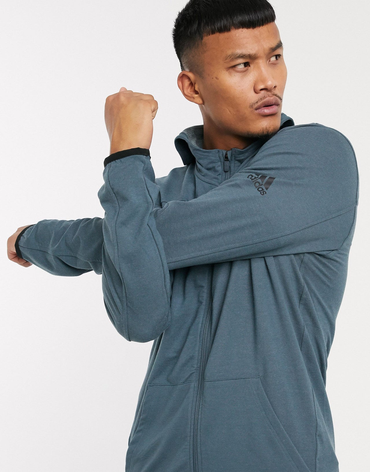 adidas Training zip through hoodie in blue