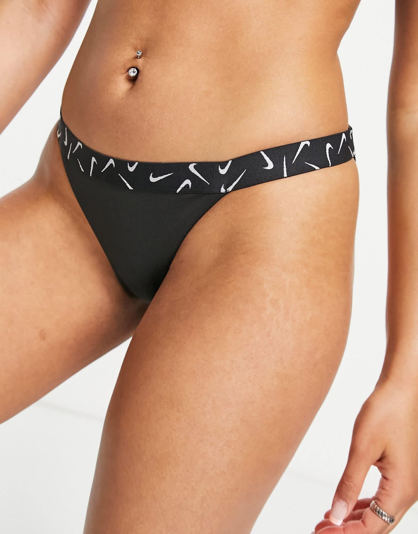 Nike Swoosh taped bikini bottoms in black