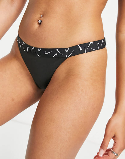 Nike Swoosh taped bikini bottoms in black