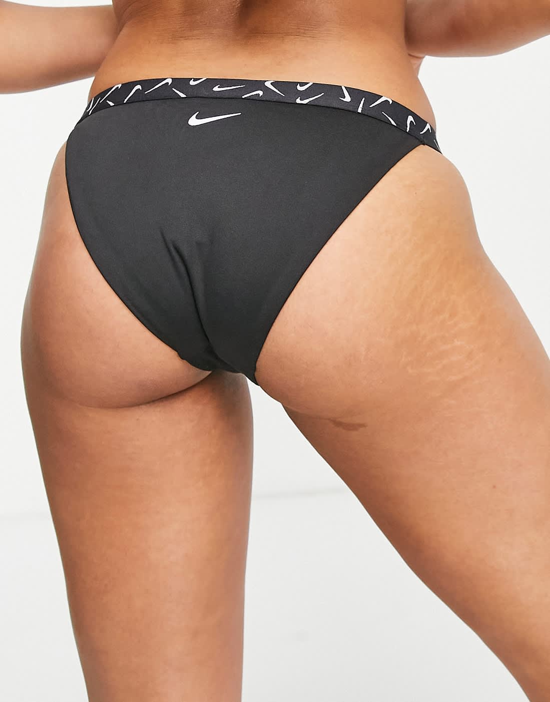 Nike Swoosh taped bikini bottoms in black