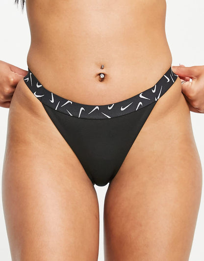 Nike Swoosh taped bikini bottoms in black