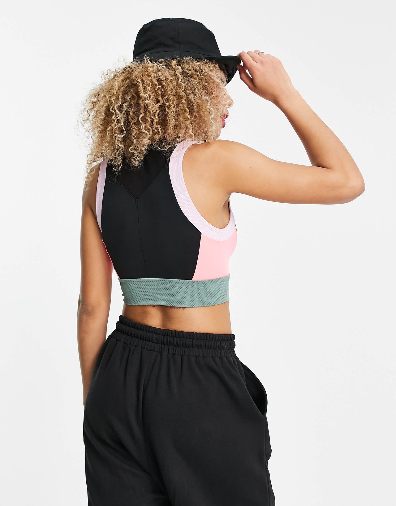 Jordan Heatwave crop top in black with green waistband