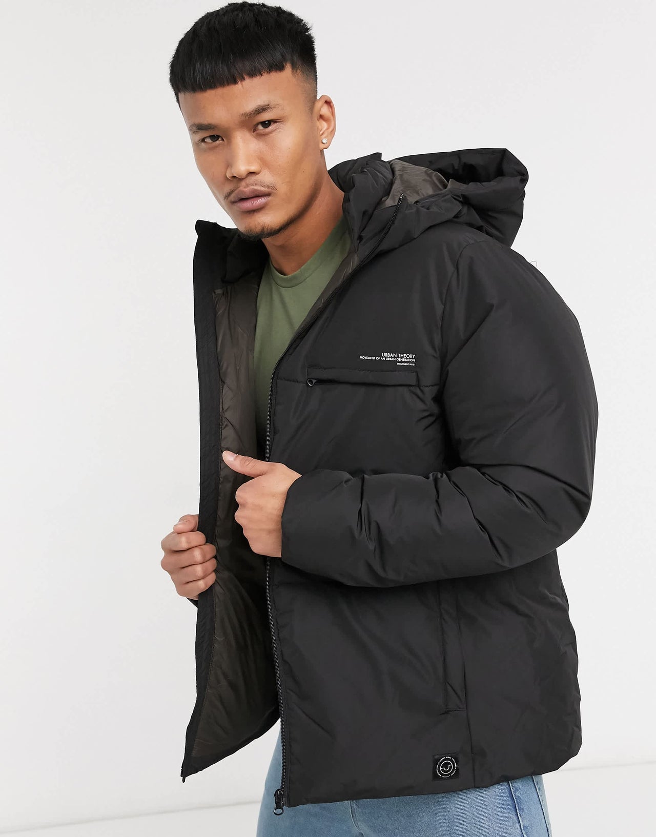 Pull&Bear puffer jacket in black