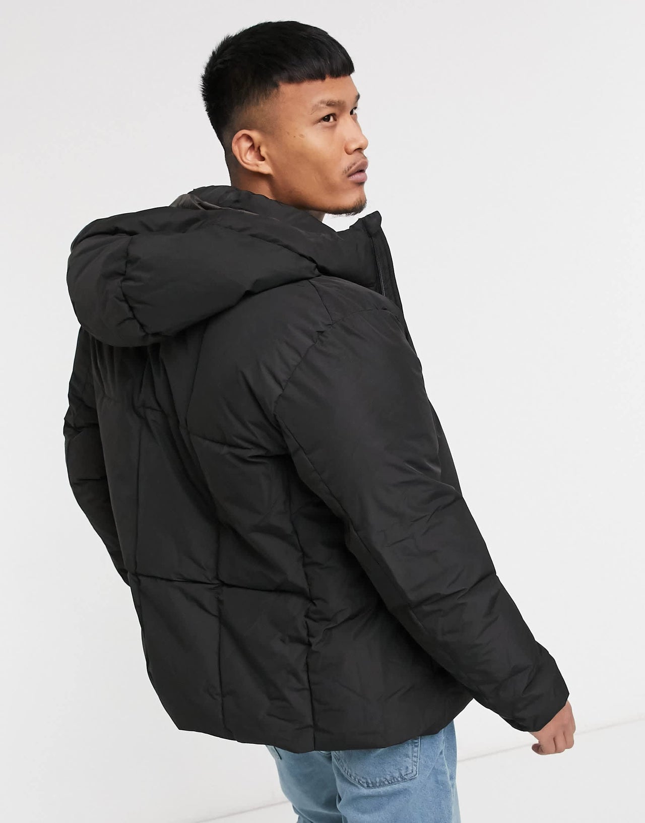 Pull&Bear puffer jacket in black