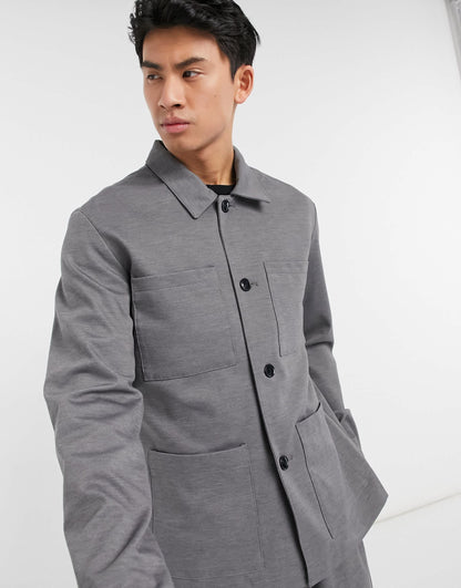 Selected Homme jersey boxy suit jacket slim fit in grey