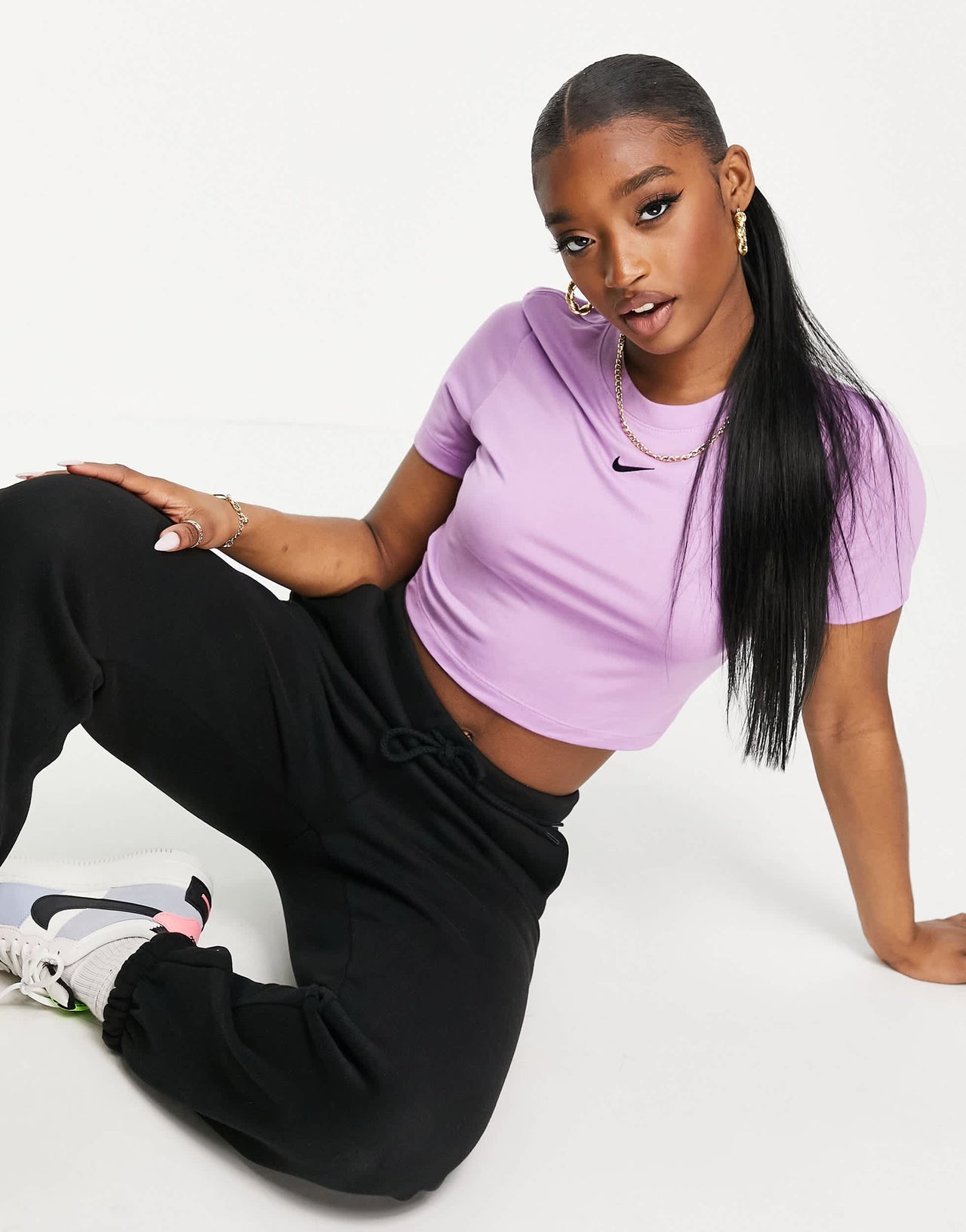 Nike Essentials slim cropped t-shirt in purple