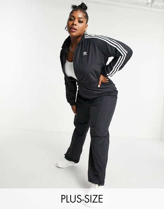 adidas Originals Plus adicolor three stripe boilersuit in black