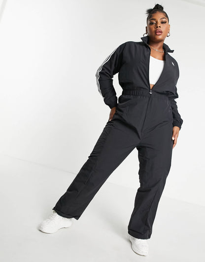 adidas Originals Plus adicolor three stripe boilersuit in black