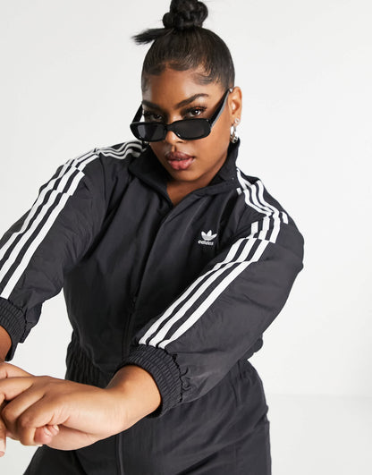 adidas Originals Plus adicolor three stripe boilersuit in black