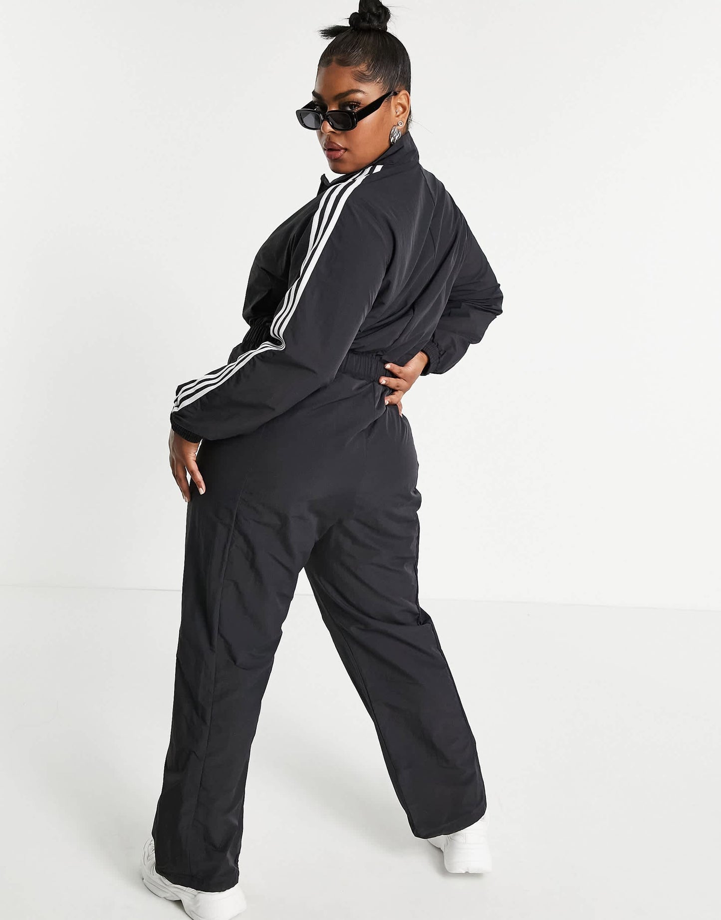 adidas Originals Plus adicolor three stripe boilersuit in black