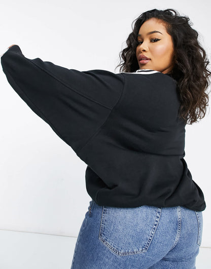 adidas Originals Plus adicolour three stripe sweatshirt in black
