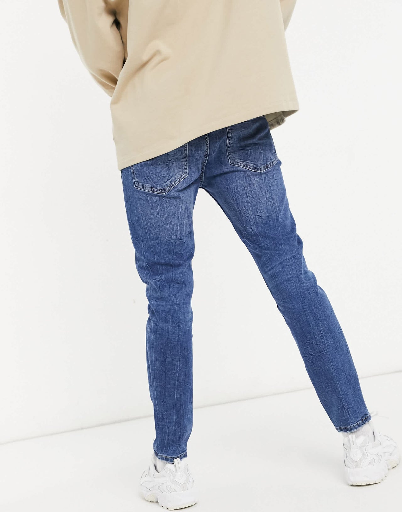 Bershka skinny fit jeans in mid blue