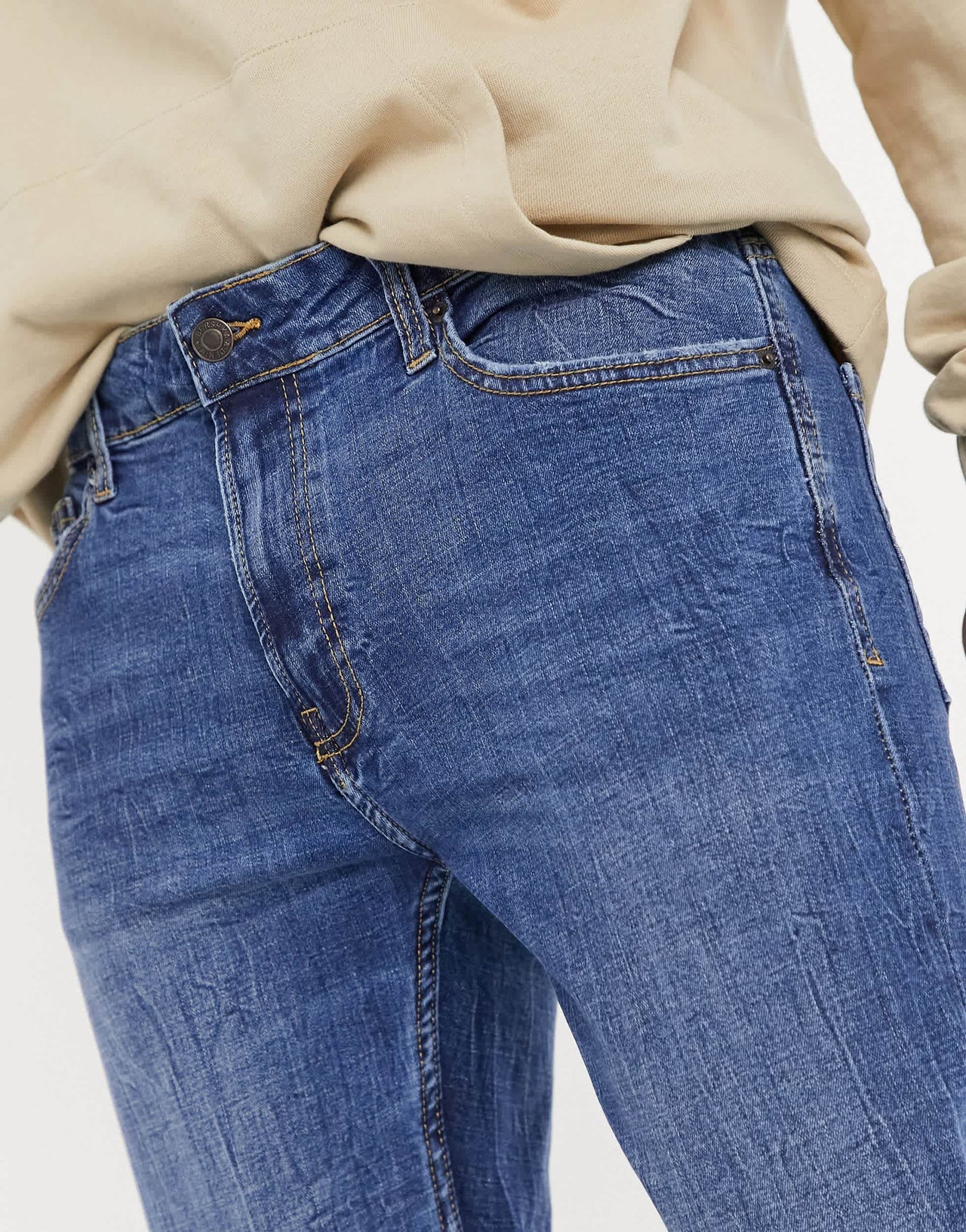 Bershka skinny fit jeans in mid blue