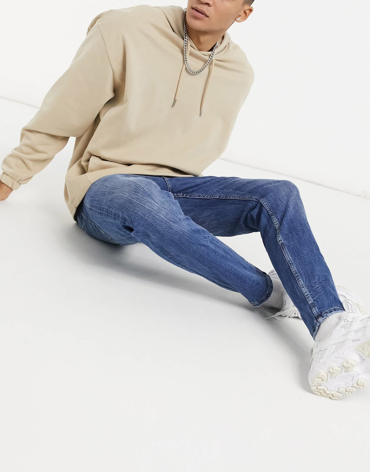 Bershka skinny fit jeans in mid blue