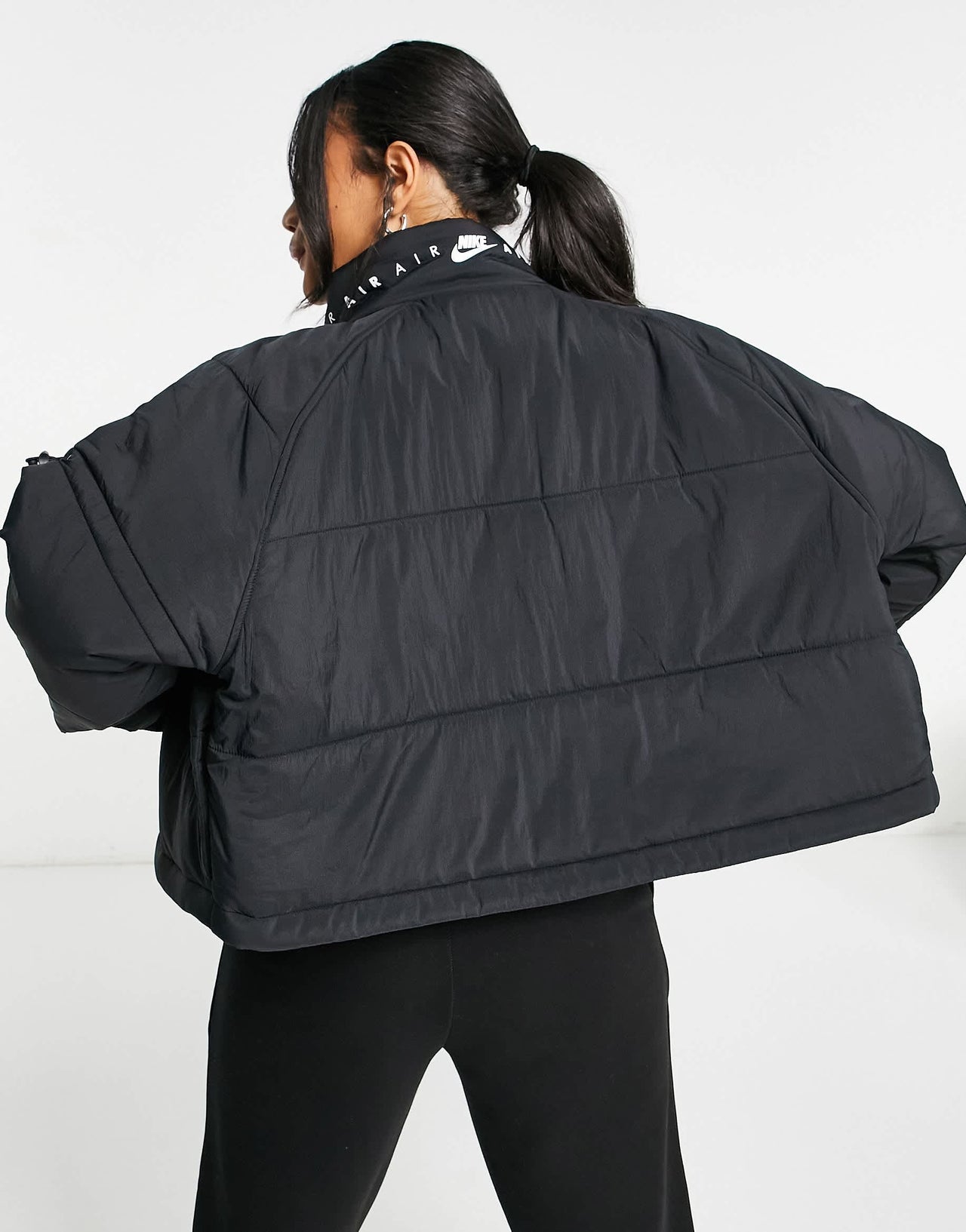 Nike Air cropped padded synthetic jacket in black