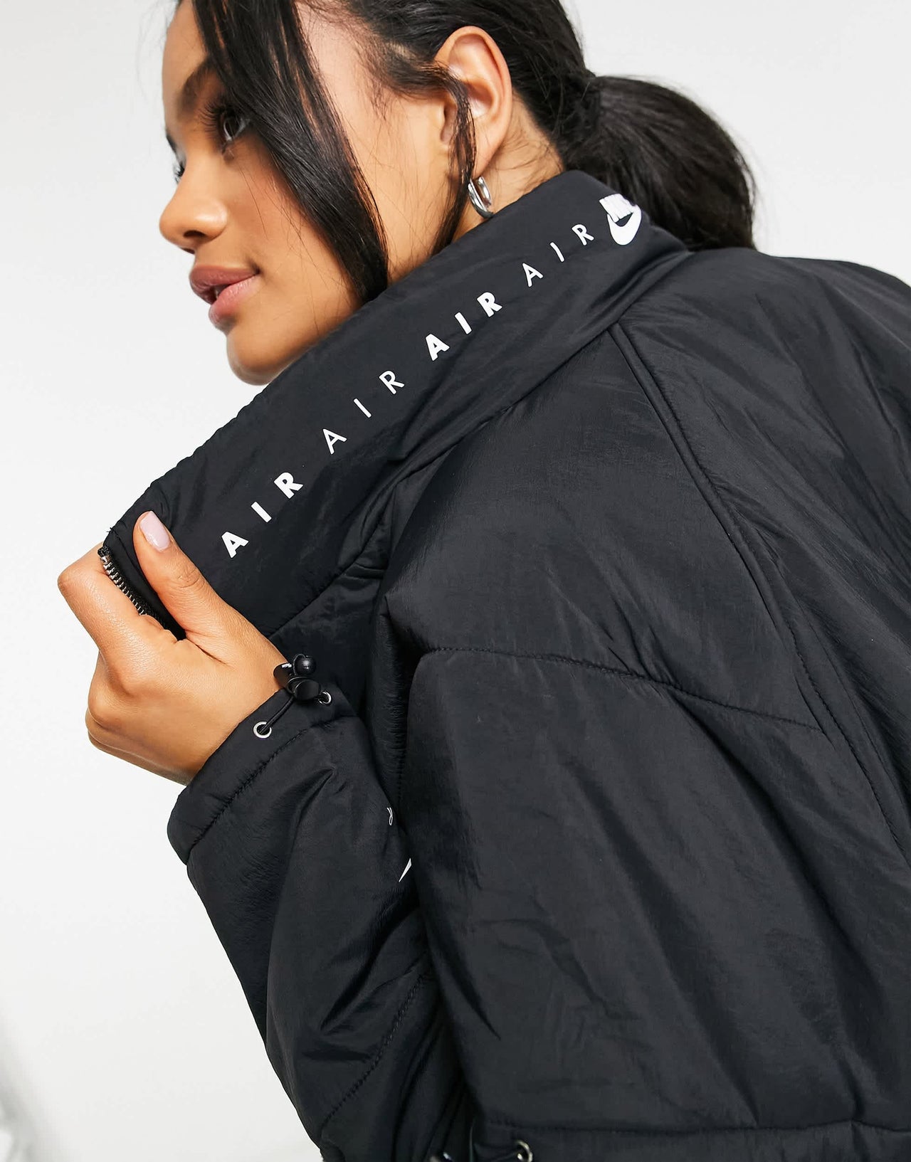 Nike Air cropped padded synthetic jacket in black