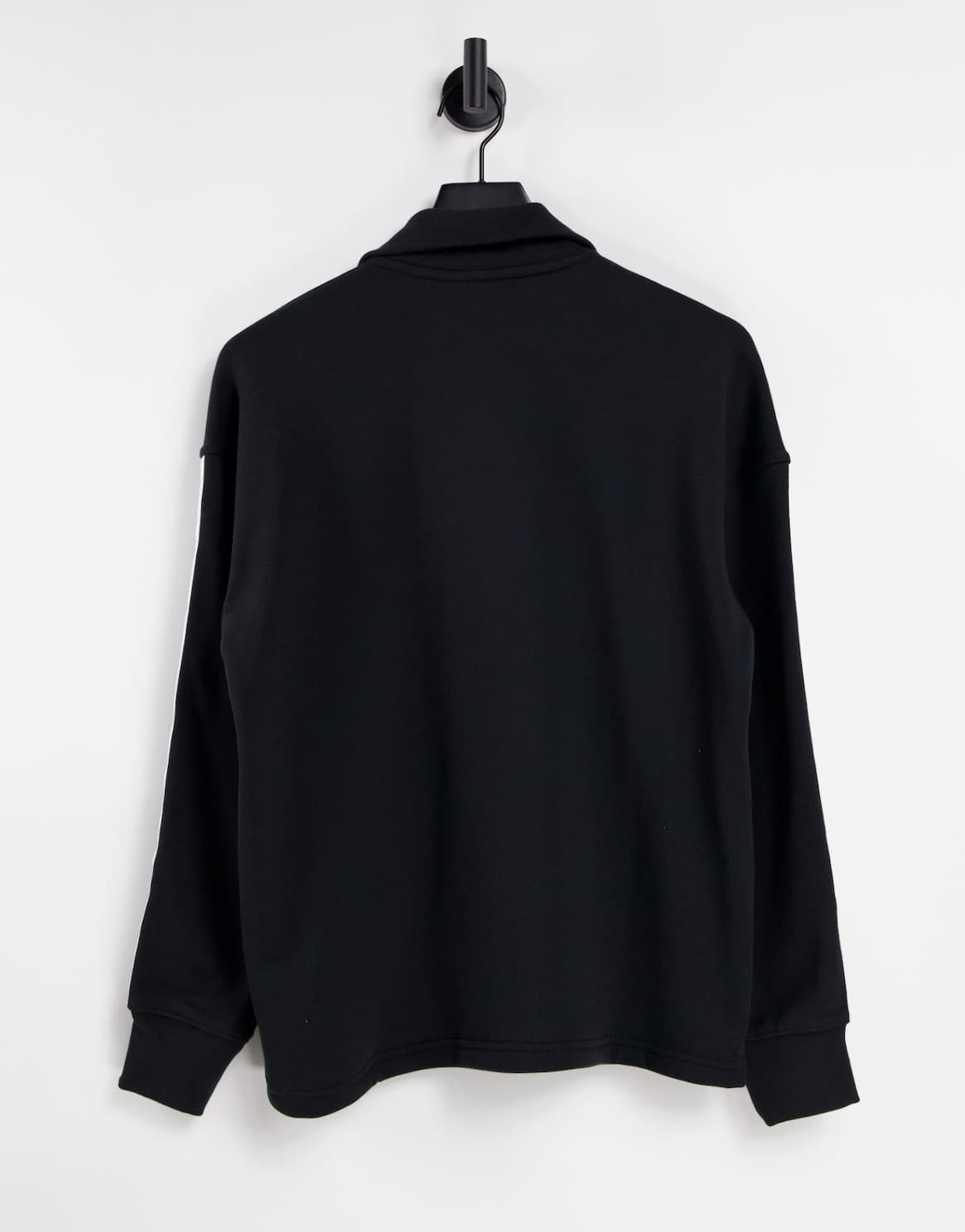 adidas Originals adicolor three stripe quarter zip sweatshirt in black