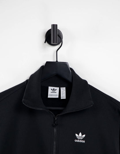 adidas Originals adicolor three stripe quarter zip sweatshirt in black