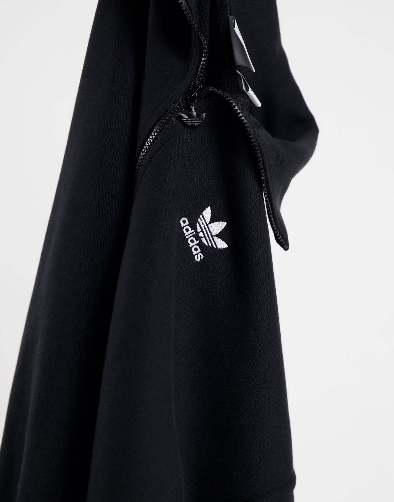 adidas Originals adicolor three stripe quarter zip sweatshirt in black