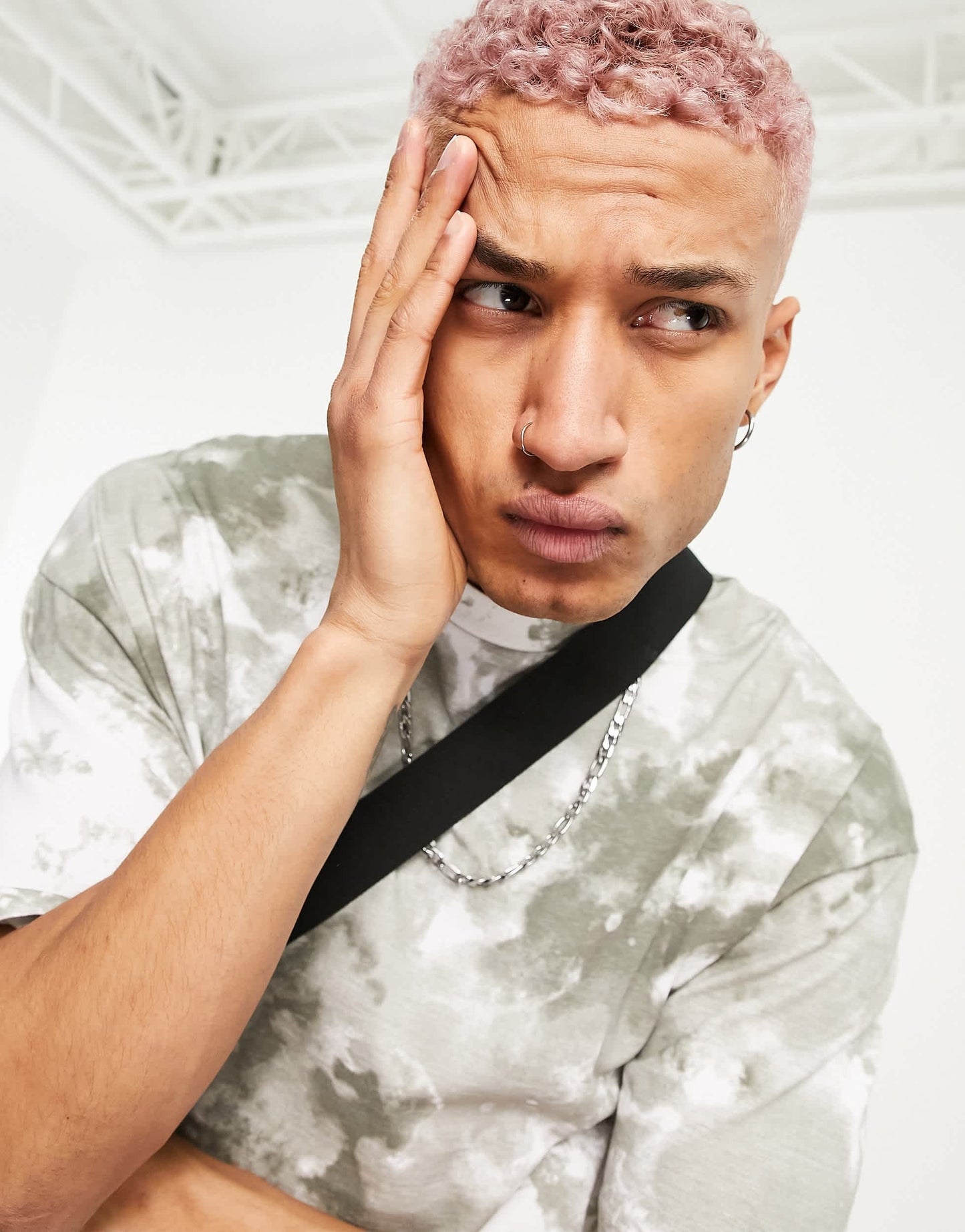 Bershka oversized t-shirt in green tie dye