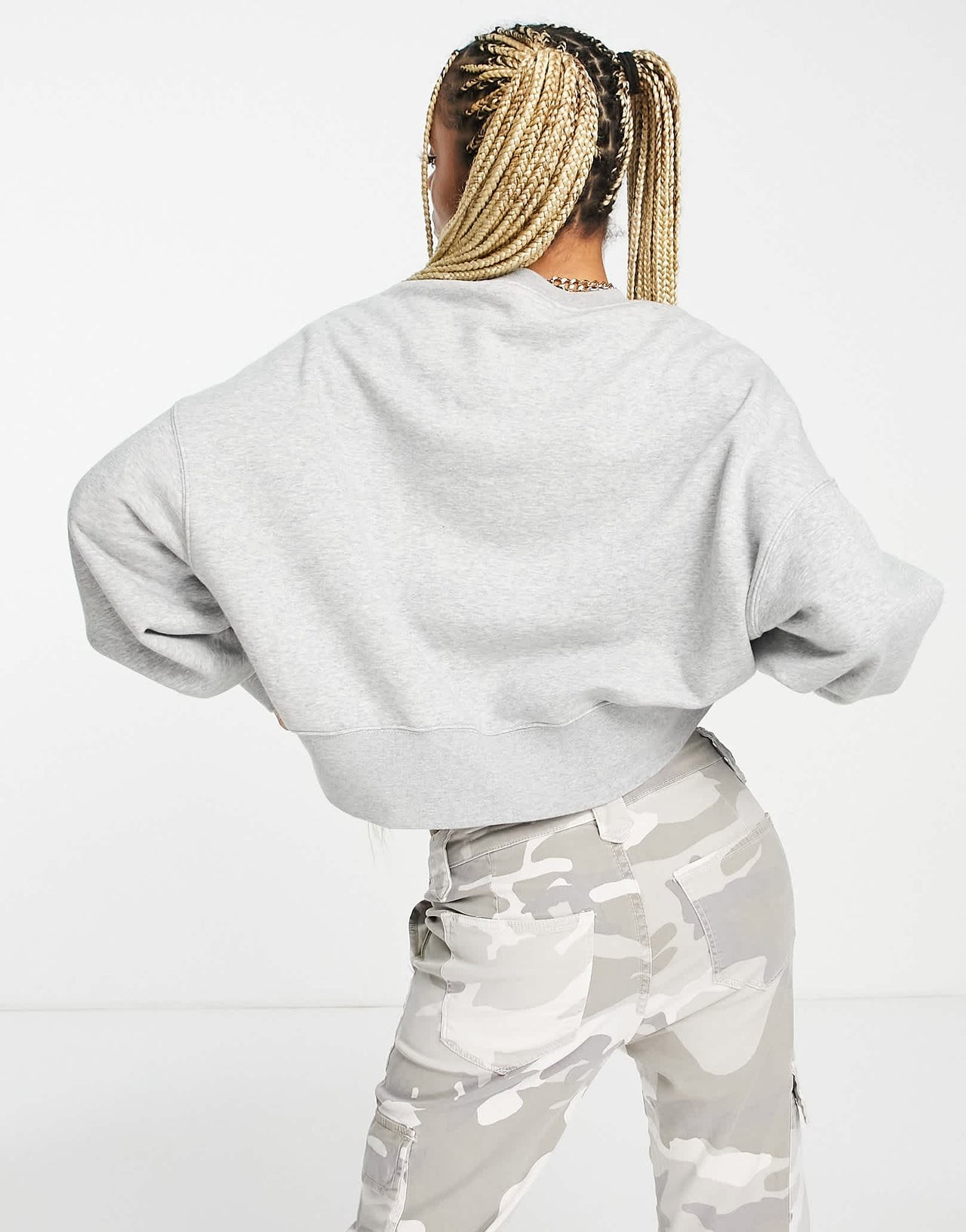 Nike mini Swoosh oversized boxy sweatshirt in grey