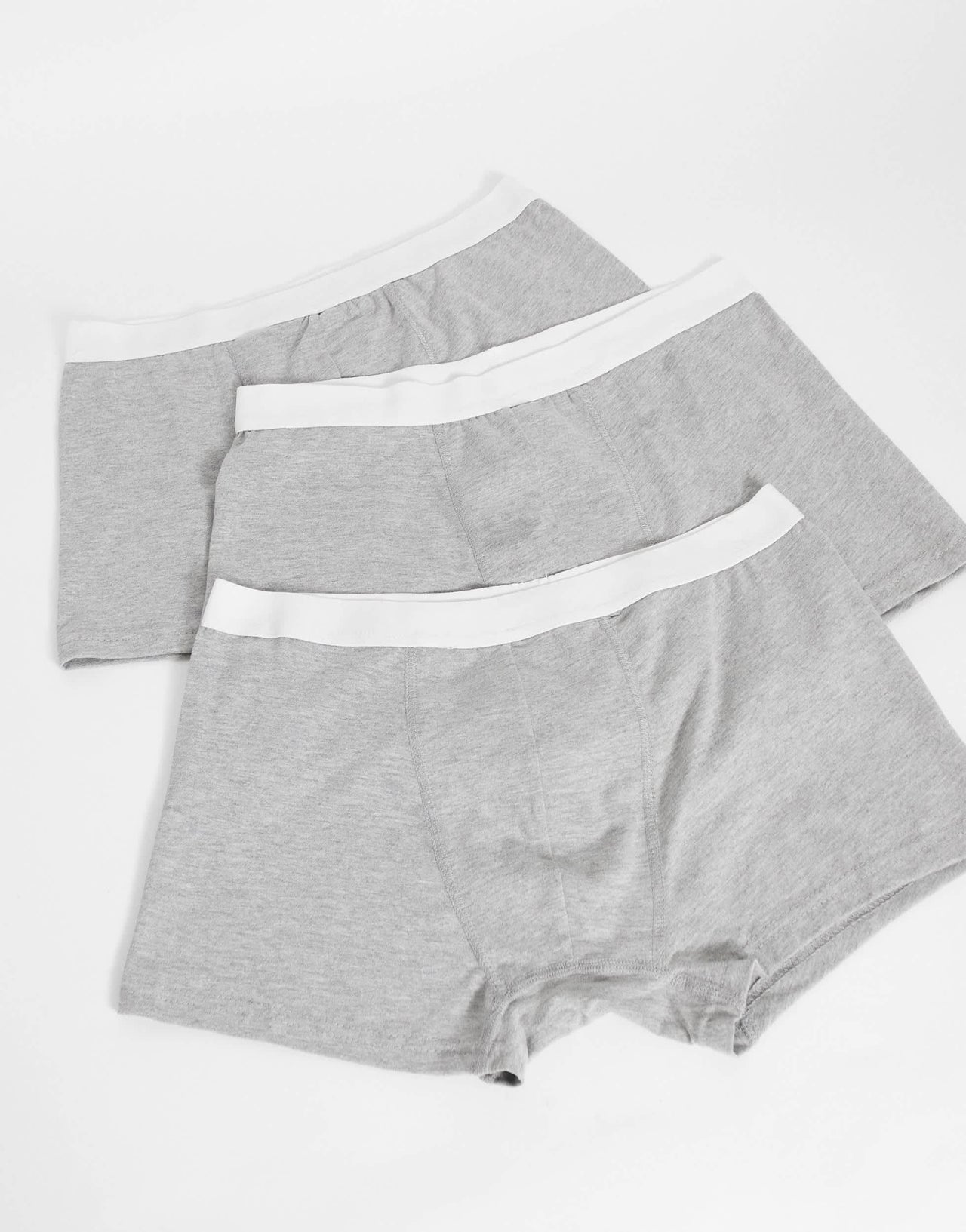 New Look 3 pack trunks in grey with white waistband