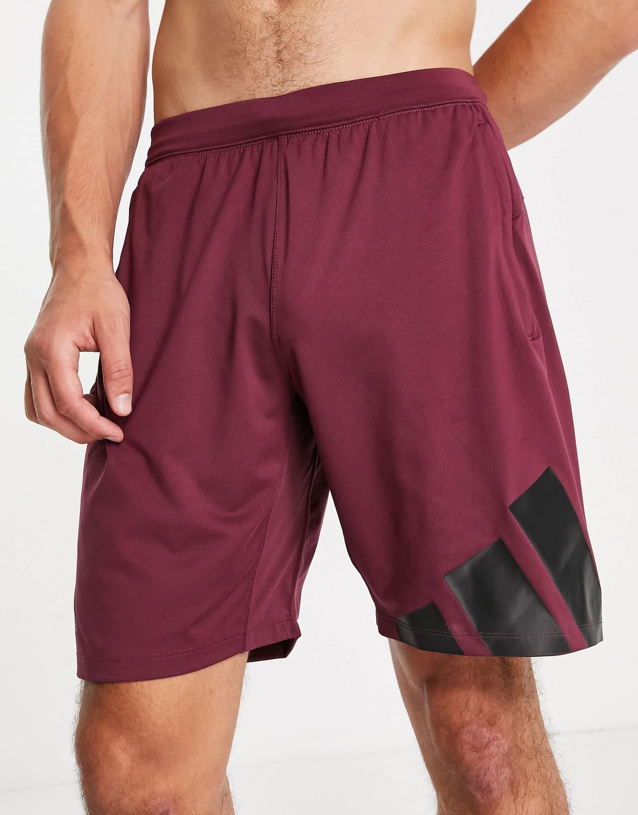 adidas Training shorts with large logo in burgandy