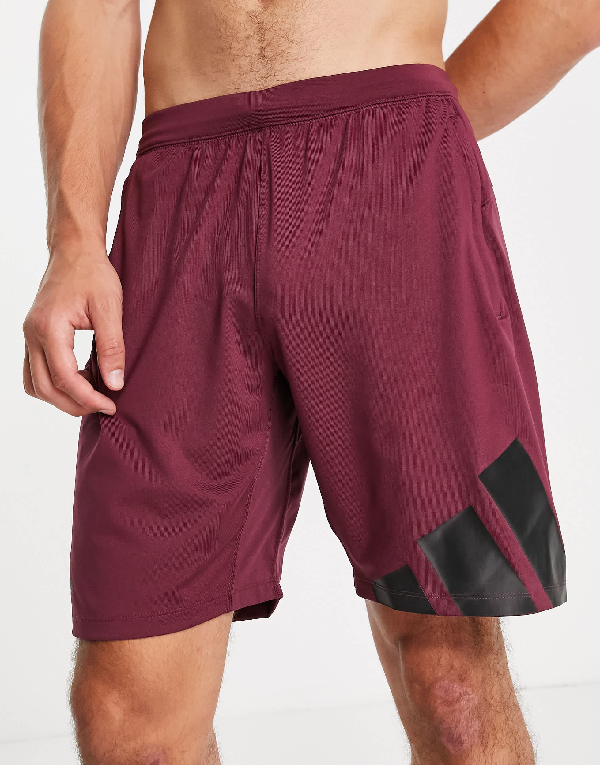 adidas Training shorts with large logo in burgandy