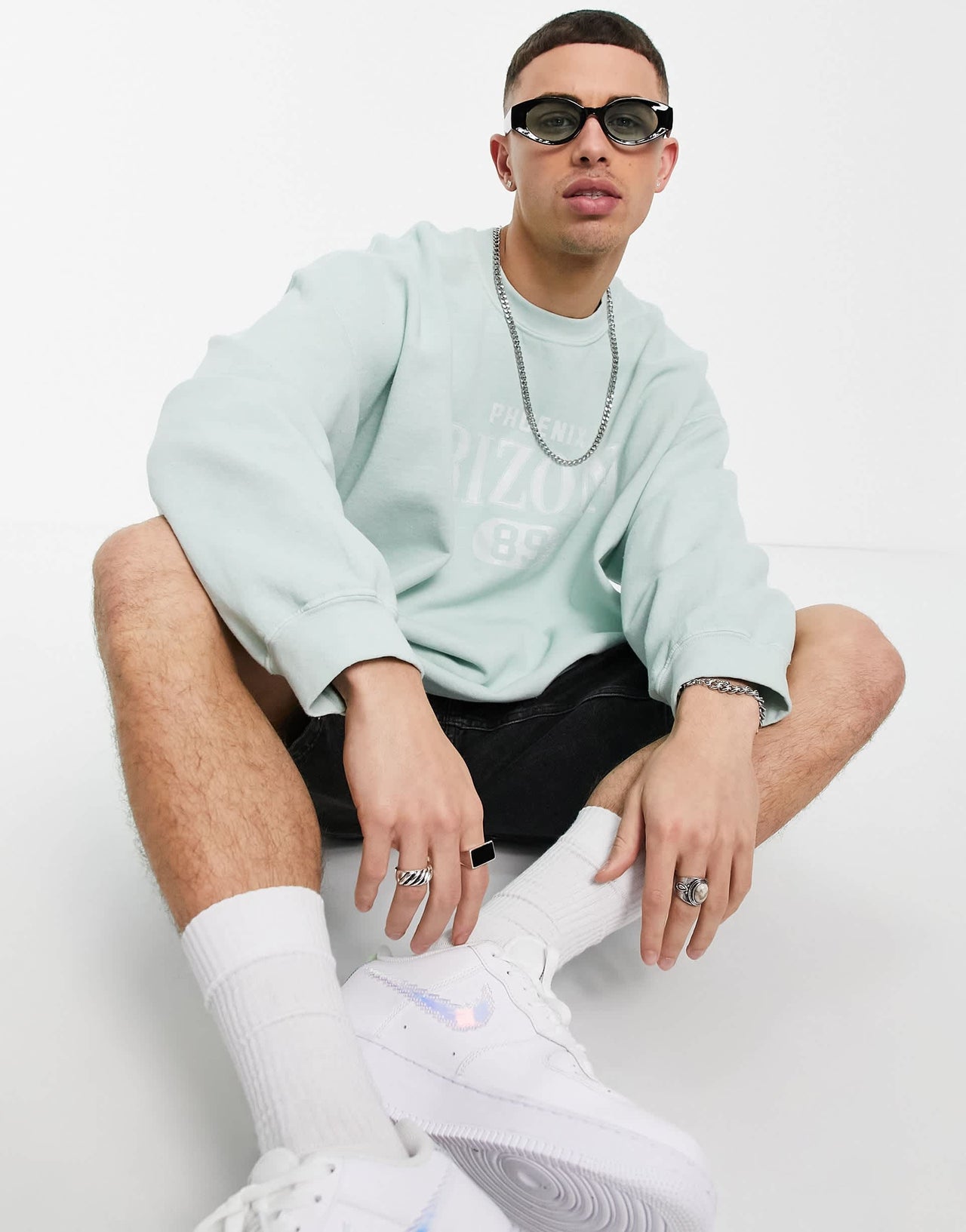 New Look sweat with Arizona print in sage overdye