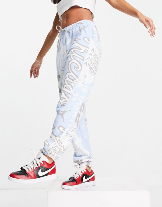 Jordan basketball all over print joggers in baby blue