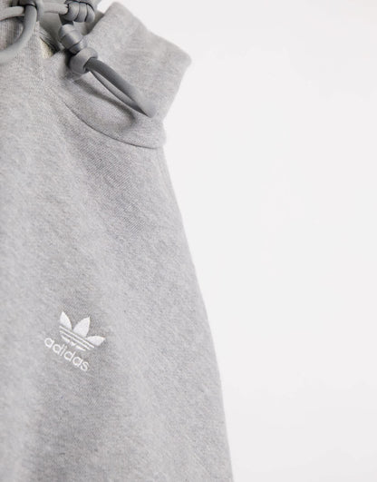 adidas Originals adicolor three stripe cropped hoodie in grey